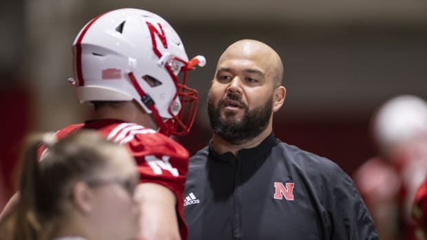 Donovan Raiola spring practice 2022.02.28 NebAth 0059